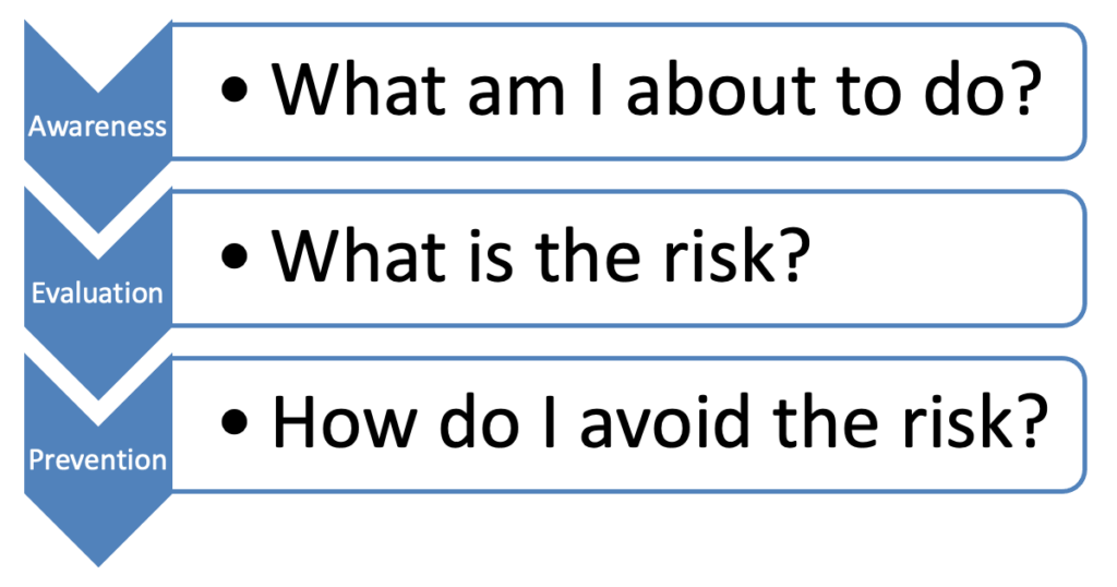 Questions, Situational Awareness, Critical Thinking, Risk, Evaluation, Prevention